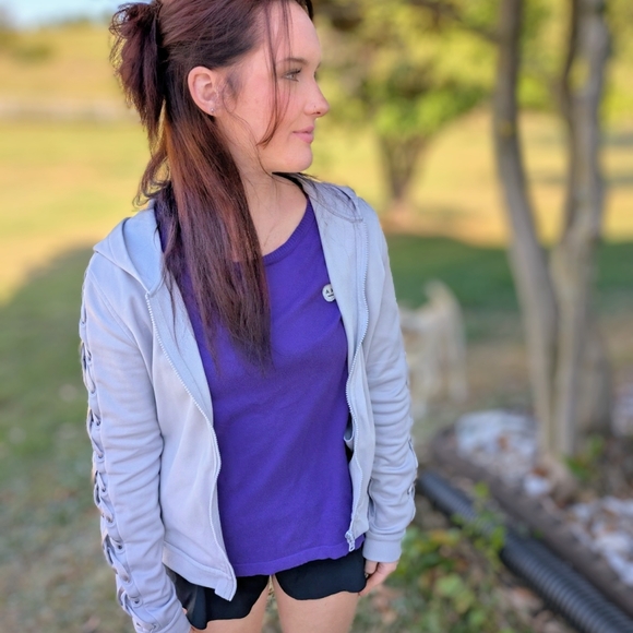 Armani Exchange Purple and Gray Hoodie - Picture 1 of 5